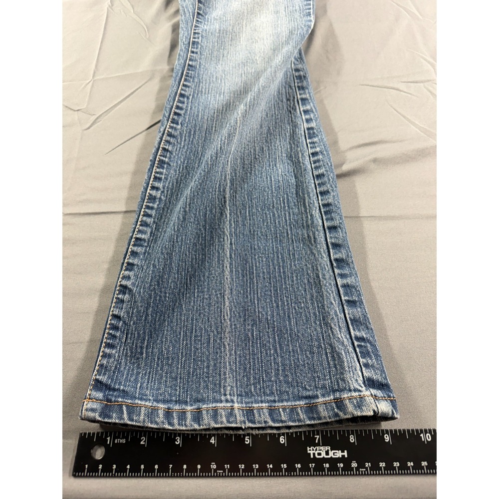 Jeanstar Womens Jeans 30x31 Flare Bell Bottom Y2K Stretch Low Rise Blue Denim - Picture 8 of 11